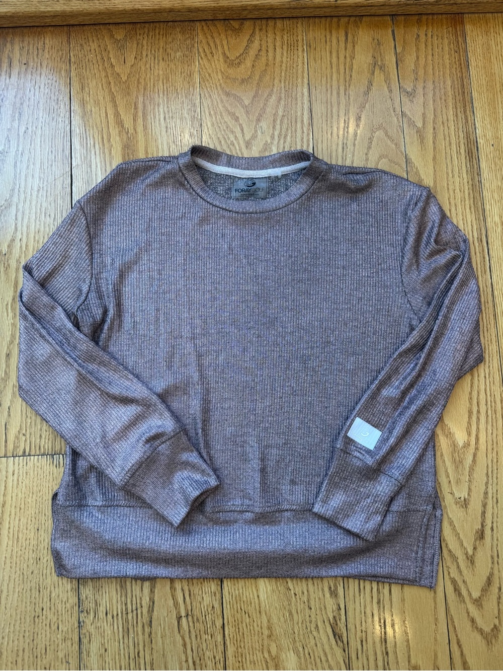 Women’s metallic Foray Crewneck Sweater in rose gold